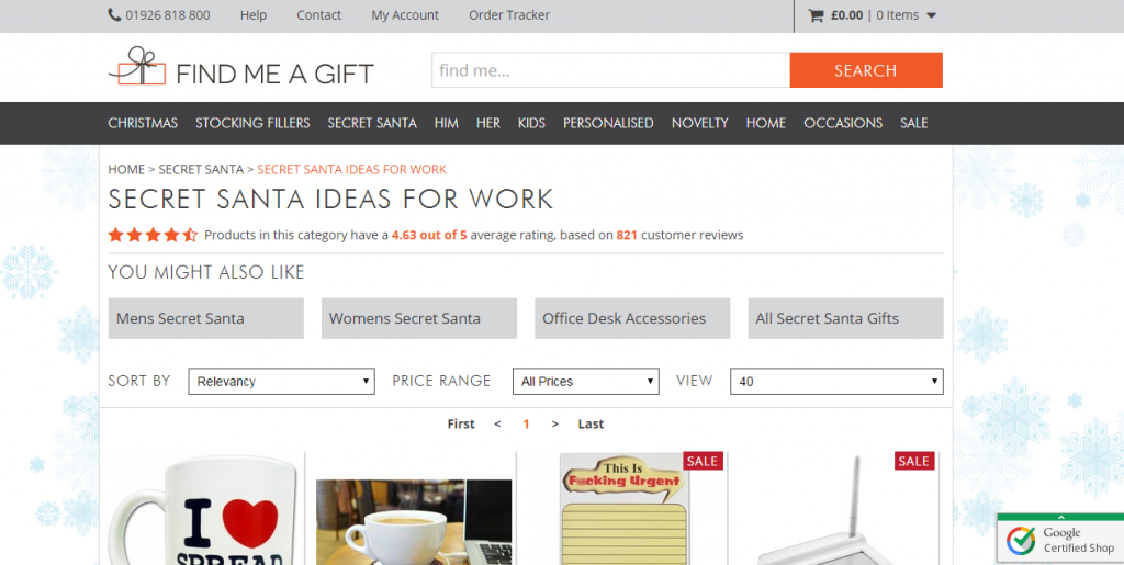 Find Me A Gift PPC Landing Page
