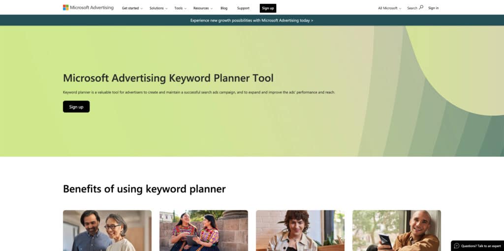 Microsoft Advertising Keyword Planner