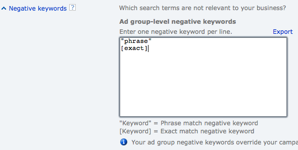 adCenter Exact Match Negative Keywords Now Live