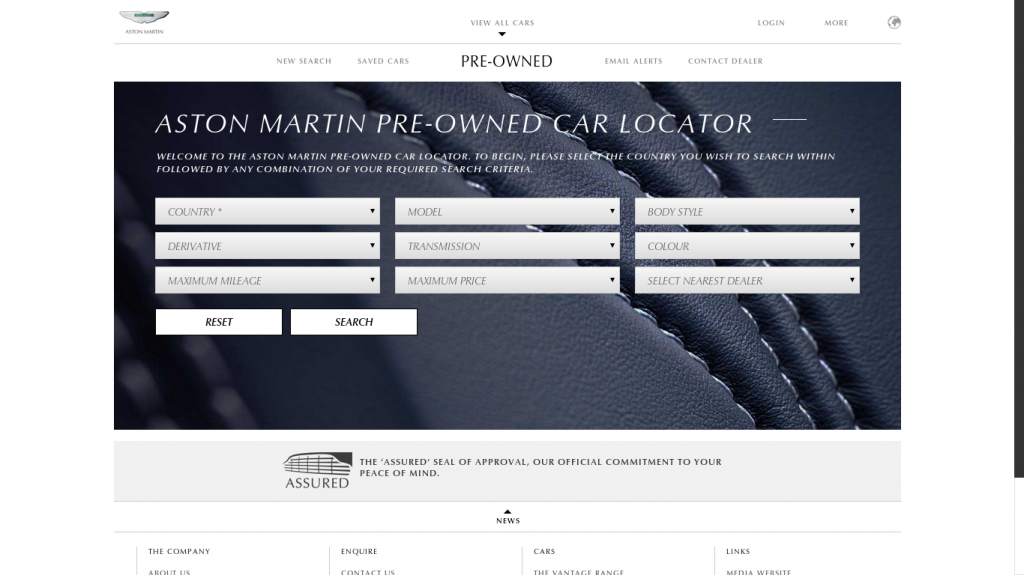 Aston Martin Landing Page PPC