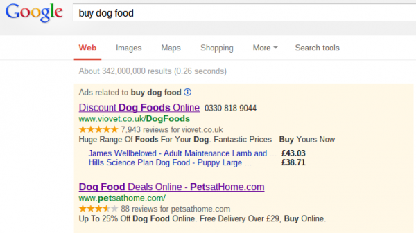 Pets at home PPC text advert - Edited