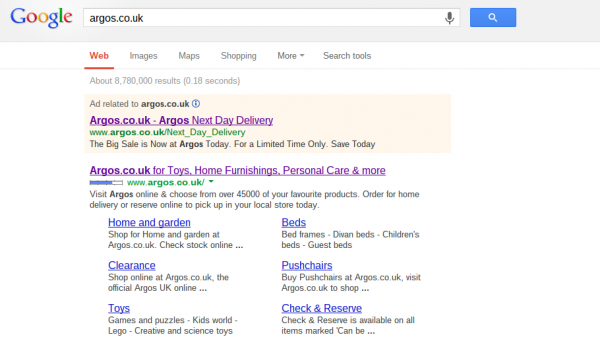 Argos PPC Search Text Advert - Edited