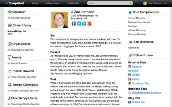 Zac Johnson Completed Profile