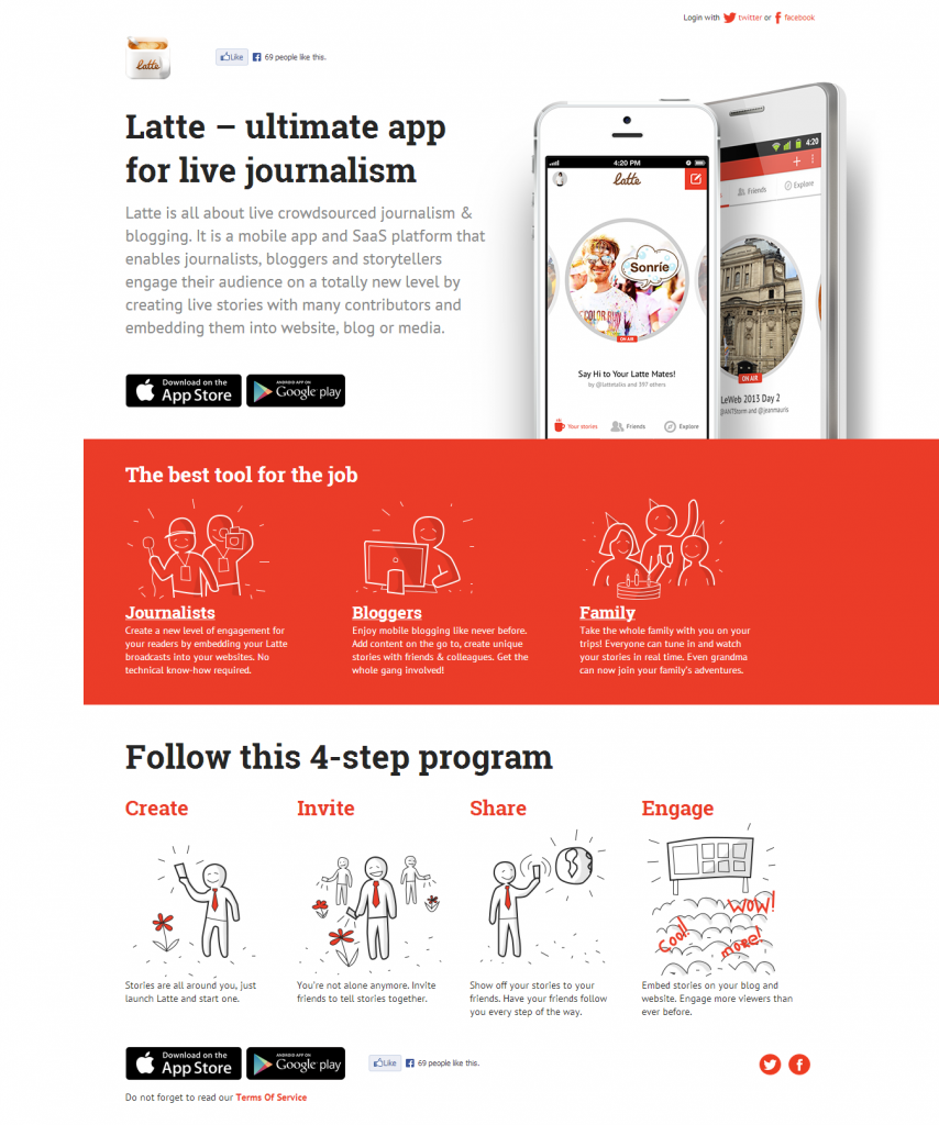 Latte – ultimate app for live journalism