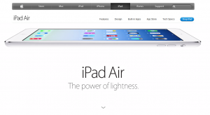 Apple iPad Air Product Page