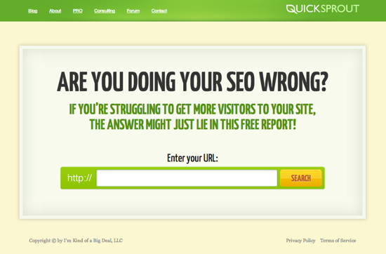 QuickSprout Landing Page