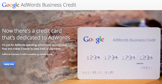 Google Adwords Business Credit Card