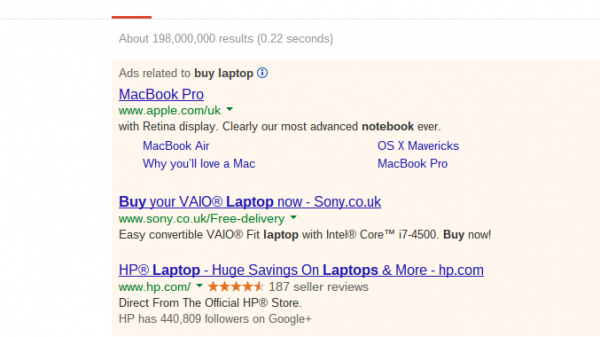 HP PPC Search Text Advert