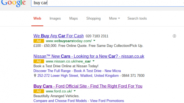 Nissan PPC Text Advert