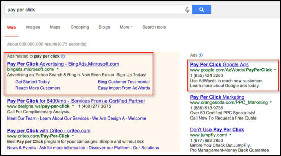 Pay Per Click Search Results