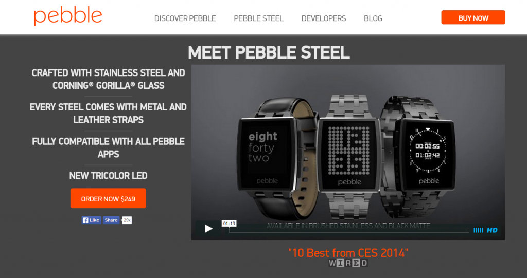 Pebble Smartwatch PPC Landing Page