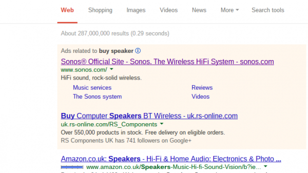 Sonos PPC Search Text Advert