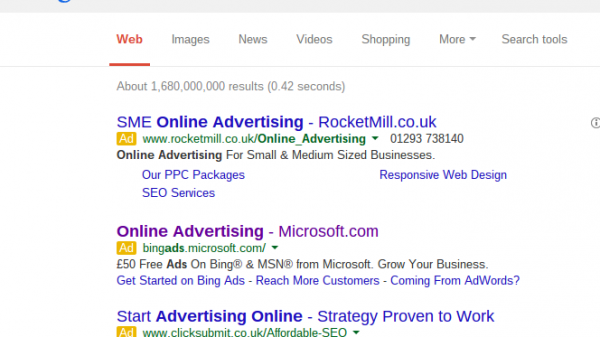 Bing Ads PPC Search Advert