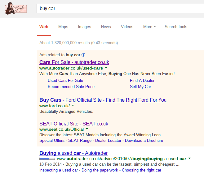 Buy Car Search Term PPC Search Results