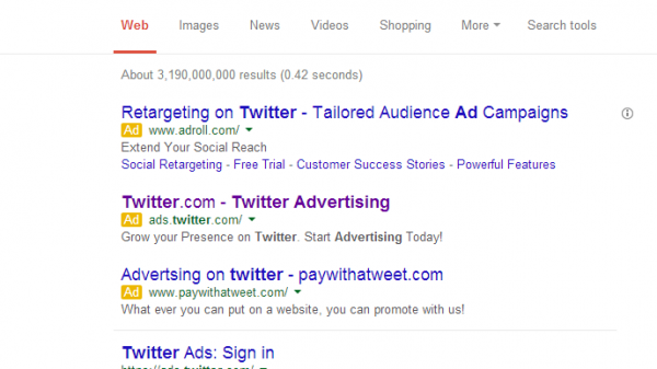 Twitter PPC Text Advert