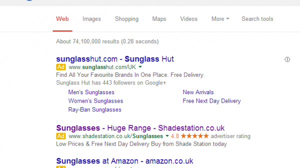 Shade Station PPC Search Advert