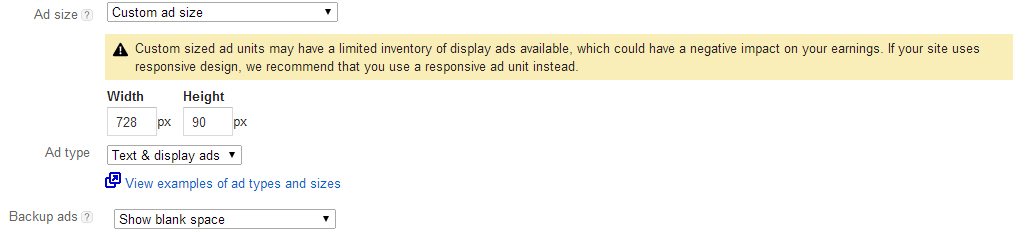 Adsense Custom Ad Sizes