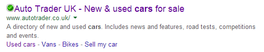Auto Trader PPC Advert With Ad Extension