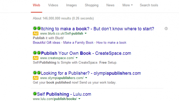 Blurb PPC Search Advert