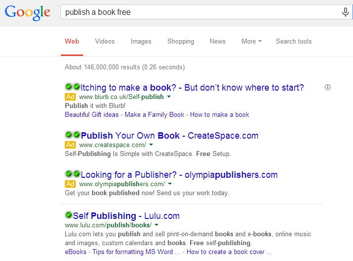 Blurb PPC Search Advert
