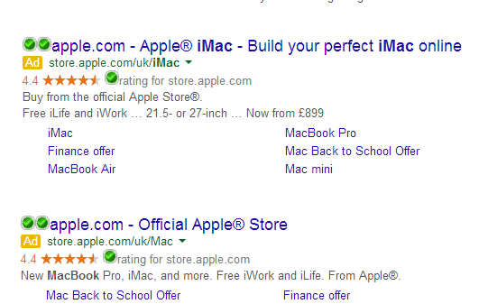 Apple PPC Search Adverts