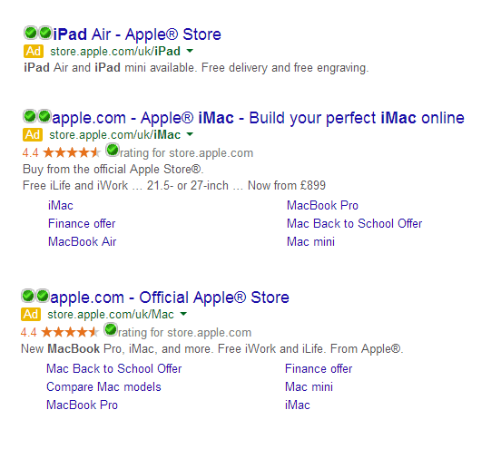 Apple PPC Search Adverts