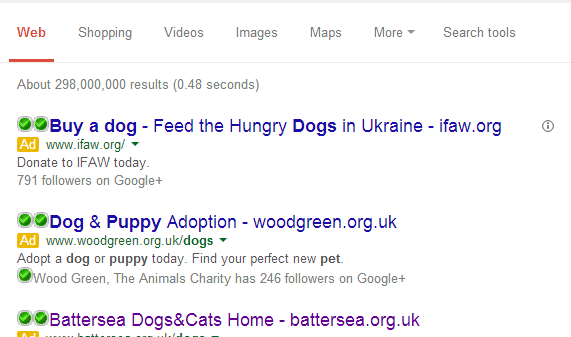 Battersea PPC Search Advert