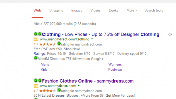 SammyDress PPC Search Advert