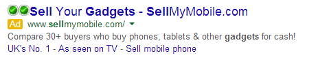 SellMyMobile PPC Advert