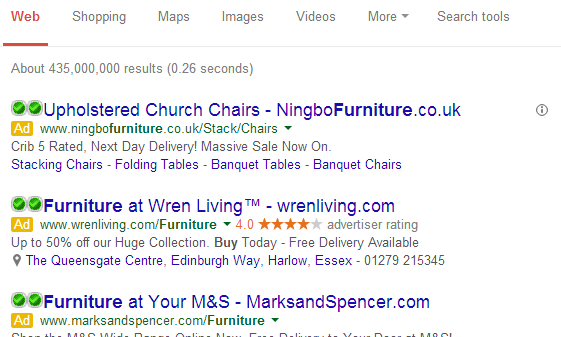 Wren Living PPC Search Advert