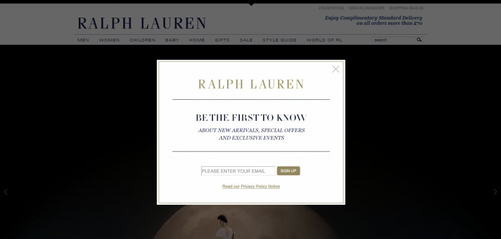 Ralph Lauren PPC Lead Capture Page