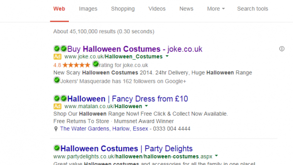 joke.co.uk PPC Search Advert