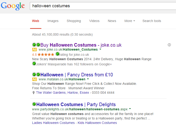 joke.co.uk PPC Search Advert