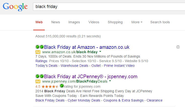 JCPenny PPC Search Advert