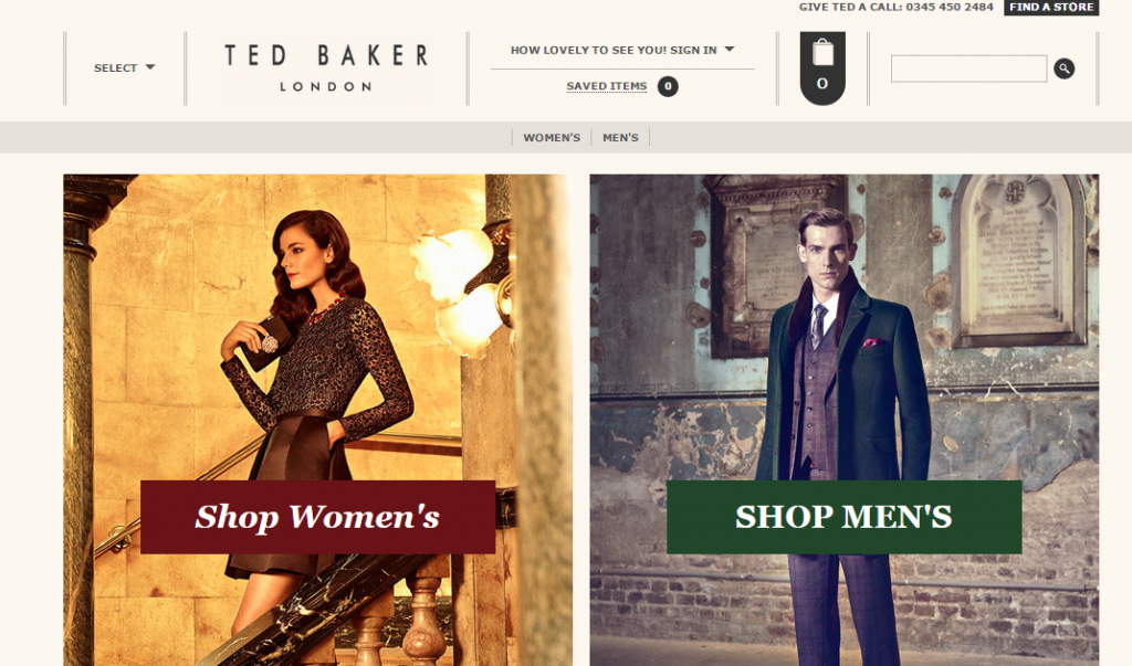 Ted baker PPC Landing Page