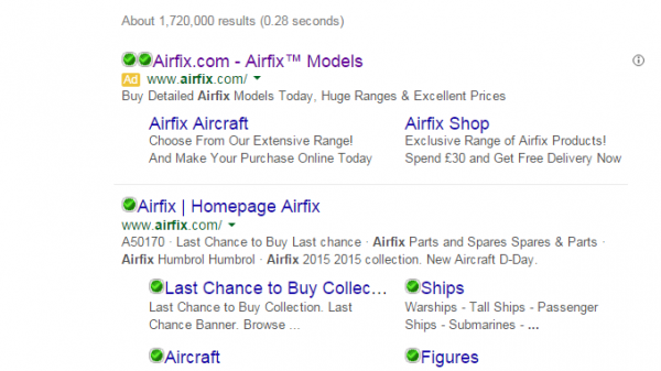 Airfix PPC Search Advert