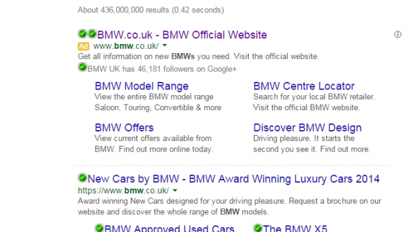 BMW PPC Search Advert