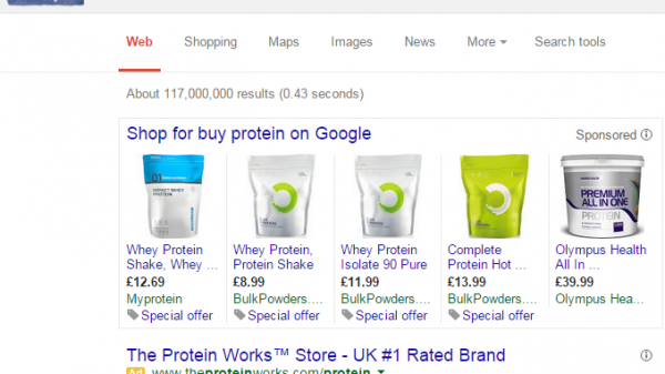 The Protein Works PPC Search Advert