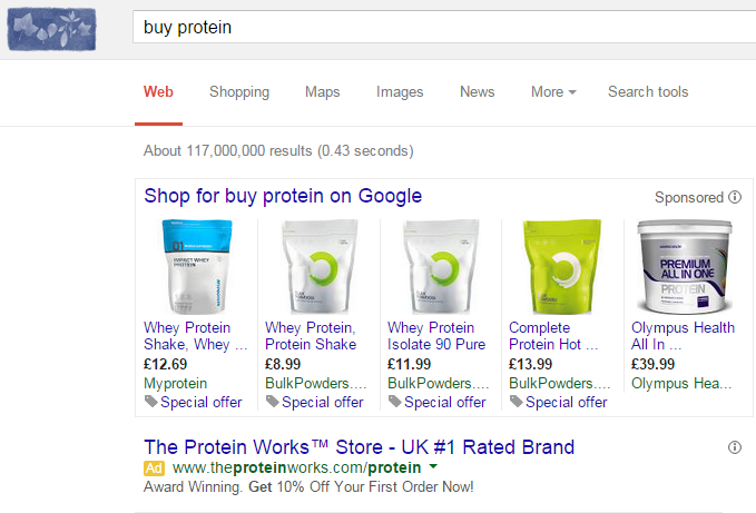 The Protein Works PPC Search Advert