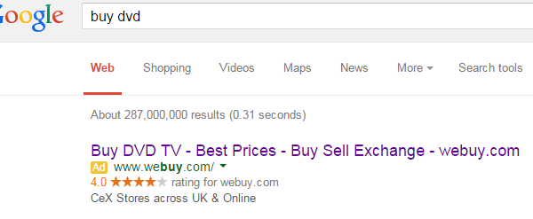 WeBuy PPC Search Advert