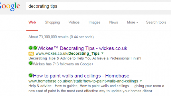 Wickes PPC Search Advert