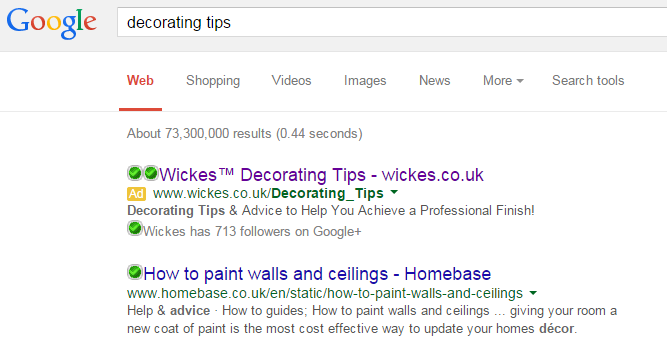 Wickes PPC Search Advert