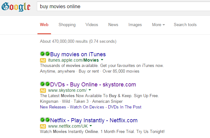 Sky Store PPC Search Advert