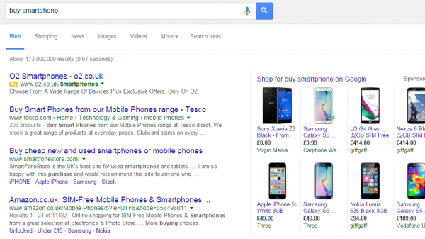 O2 PPC Search Advert