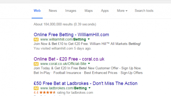 Coral PPC Search Advert