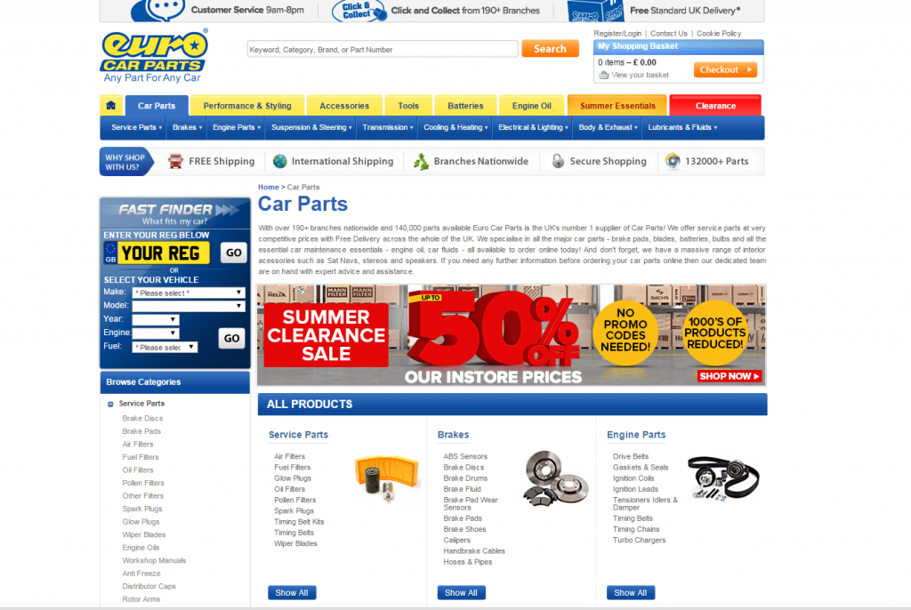 Euro Car Parts PPC Landing Page