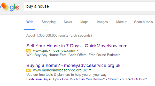 quickmovenow PPC Search Advert