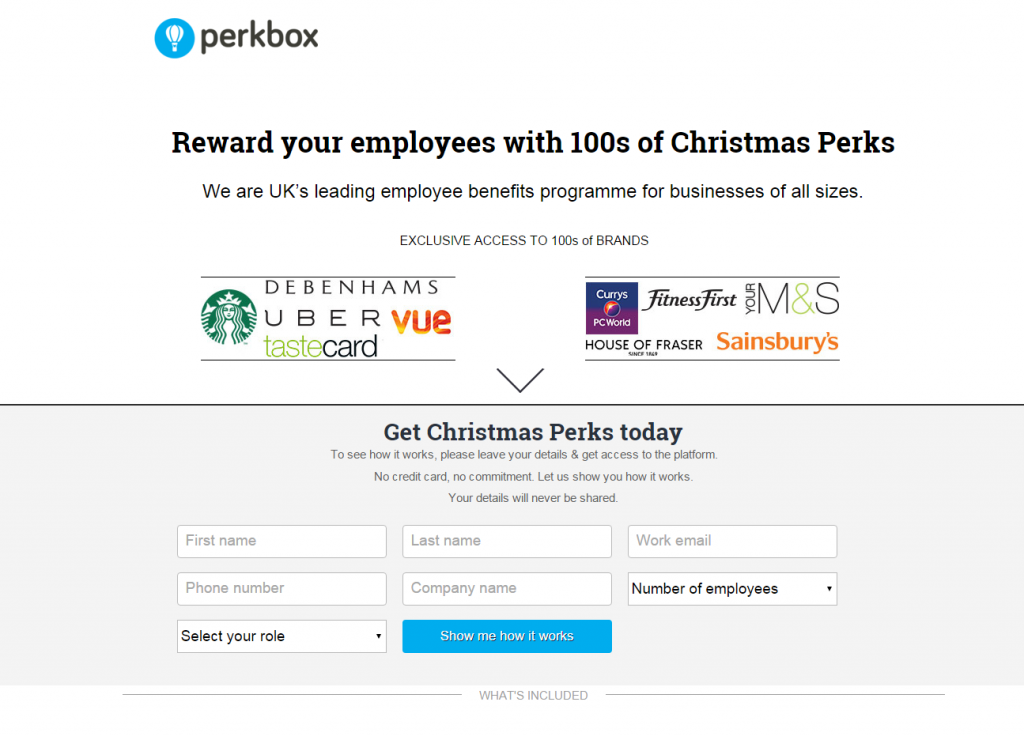 Perkbox PPC Landing Page