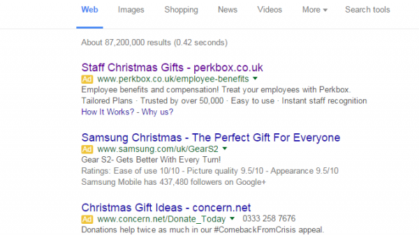 Perkbox PPC Search Advert