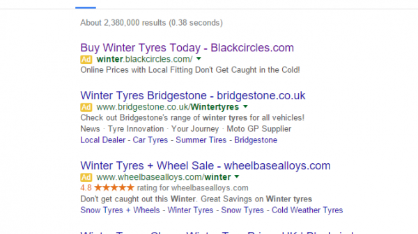 Blackcircles.com PPC Search Advert